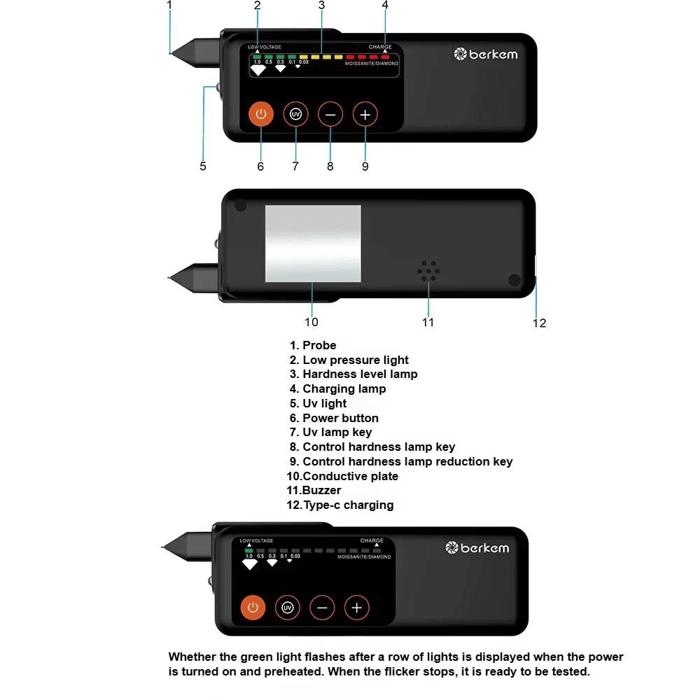 Professional Grade Rechargeable Diamond Tester Pen for Moissanite and Jade