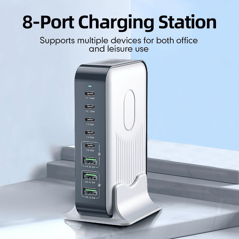 WLX-F8B 200W Desktop GaN Charging Station 8-Port USB-C Hub