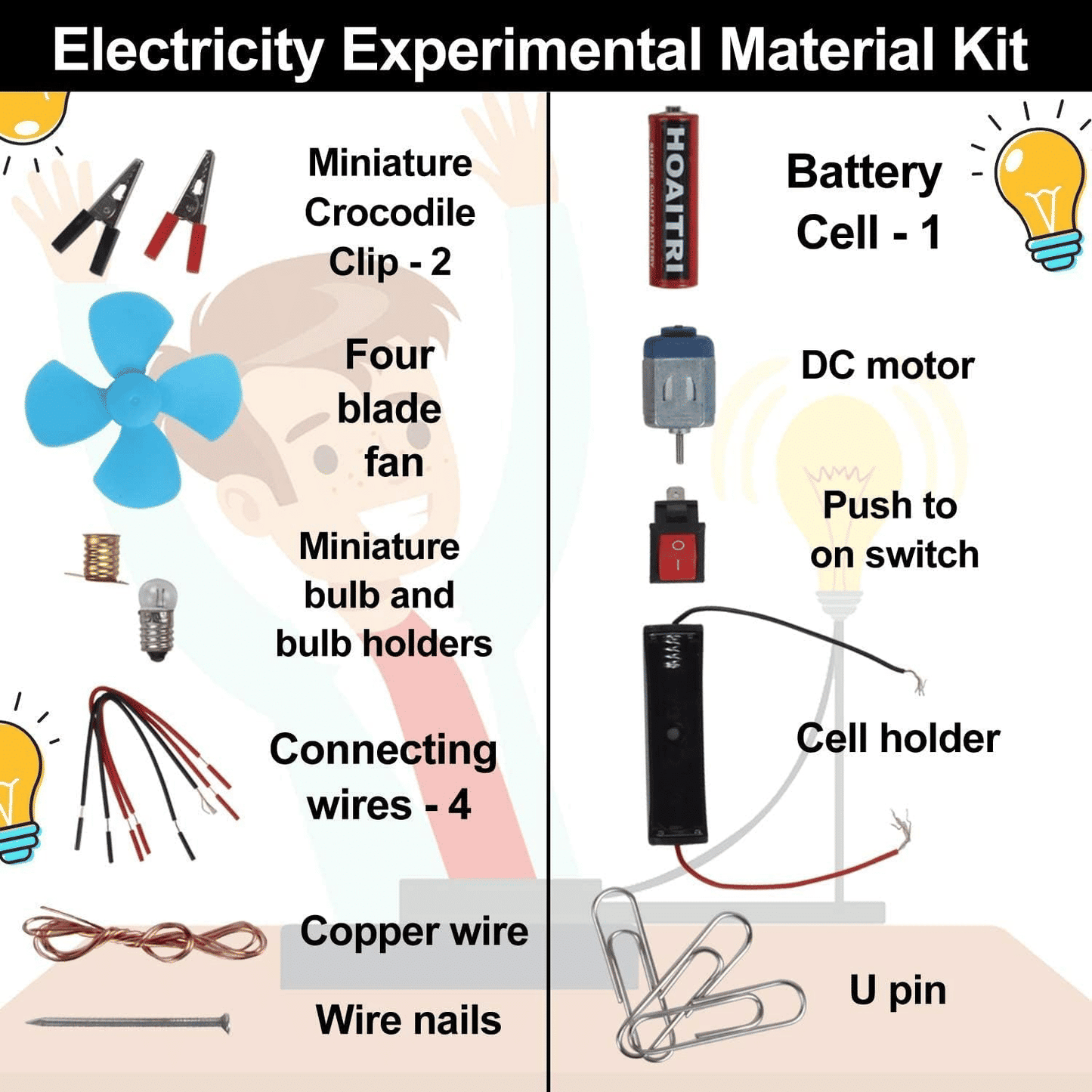 DIY Electric Fan Motor Kids Science Circuit Experiment STEM Kit