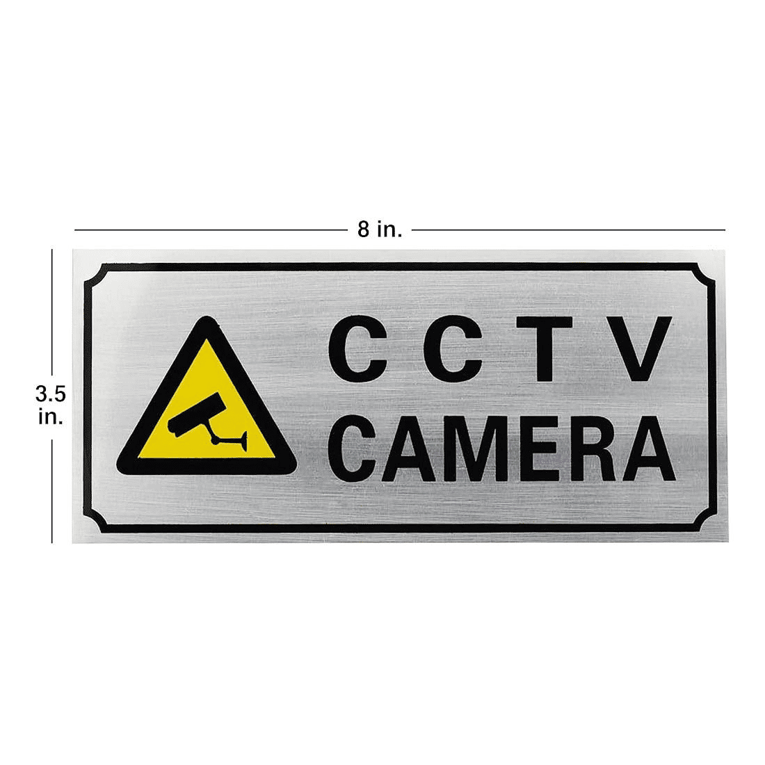 CCTV Camera Security Warning Metal Sign Brushed Aluminum 8x3.5in