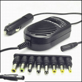 80W DC Car Laptop Charger Adjustable Adapter 8 Plugs Black