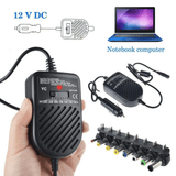 80W DC Car Laptop Charger Adjustable Adapter 8 Plugs Black