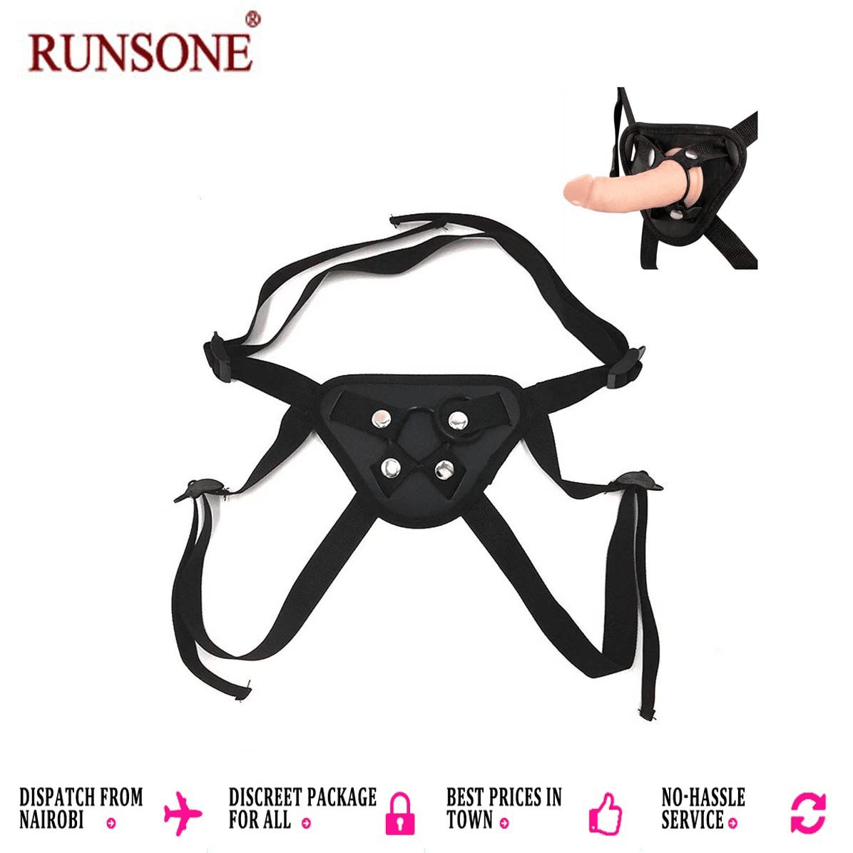 Premium Adjustable Strapon Harness for Dildo & Anal Plug - BDSM Fetish Belt