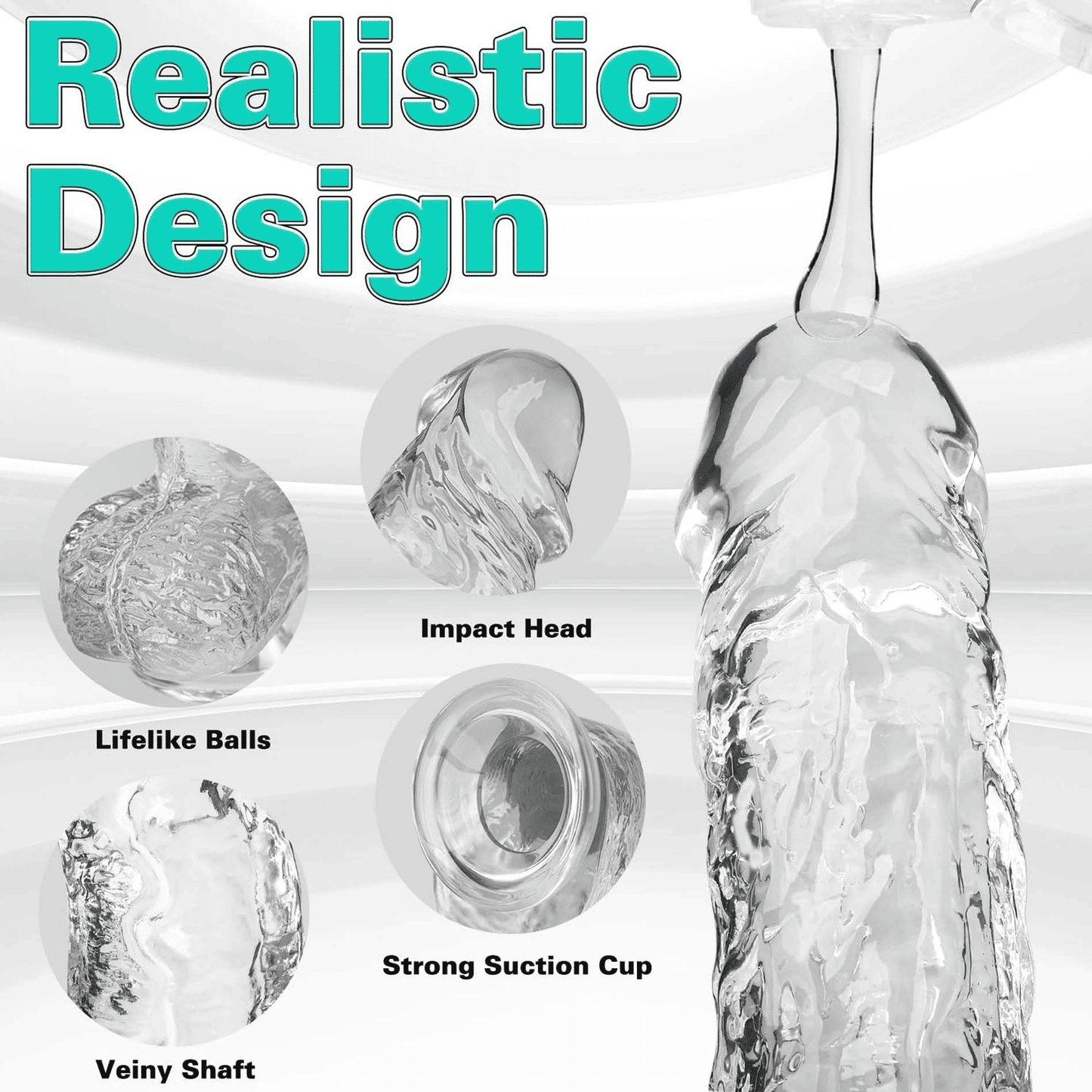 Realistic Silicone Dildo with Suction Cup, G-Spot & Anal Lifelike Sex Toy