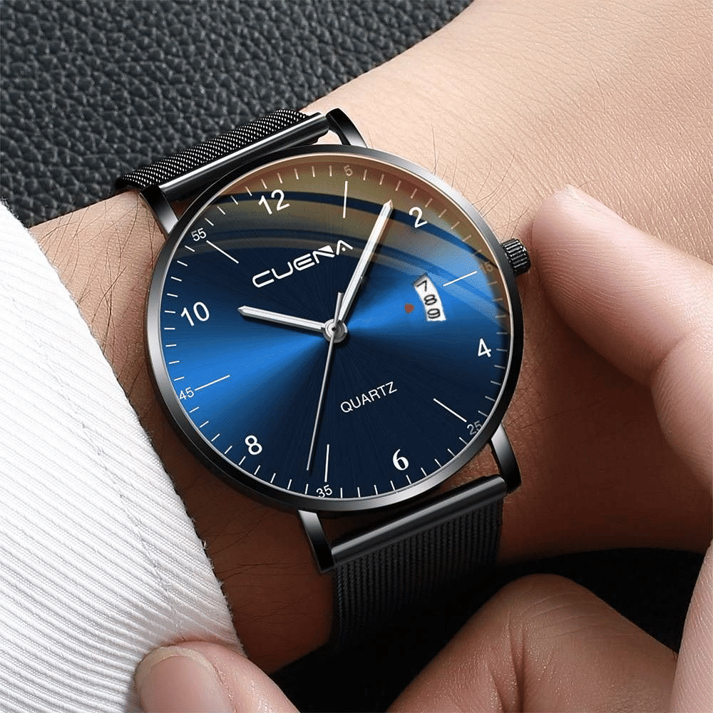 Generic Men's Waterproof Quartz Watch with Stainless Steel Strap