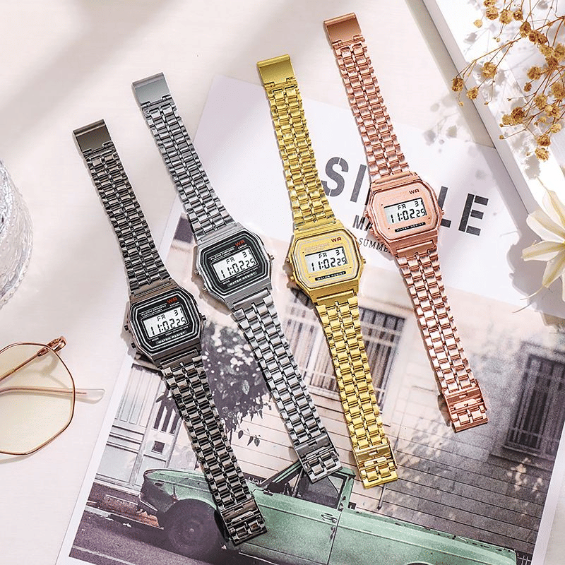 Rawlog Unisex LED Digital Watch with Fashionable Steel Metal Band
