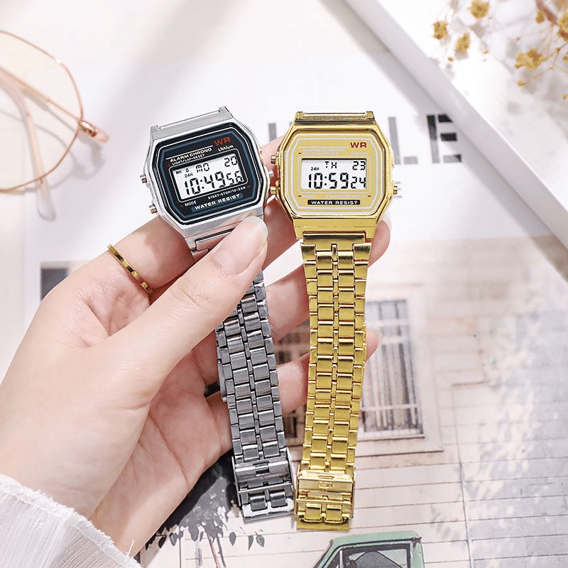 Rawlog Unisex LED Digital Watch with Fashionable Steel Metal Band