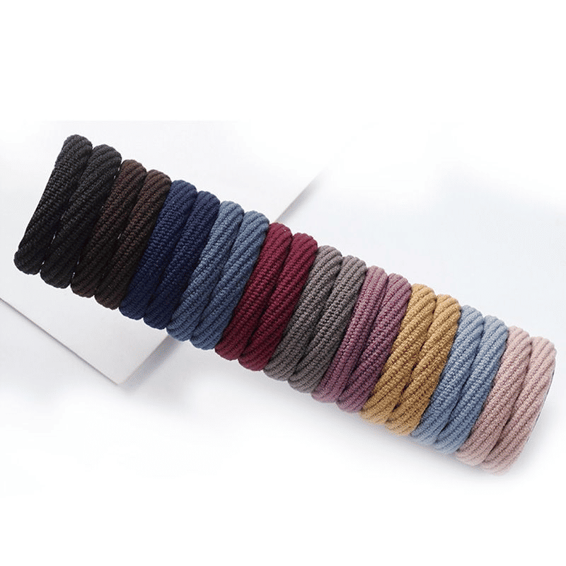 20-Pack Thick Elastic Seamless Hair Ties, Gentle No-Damage Ponytail Holders for Women