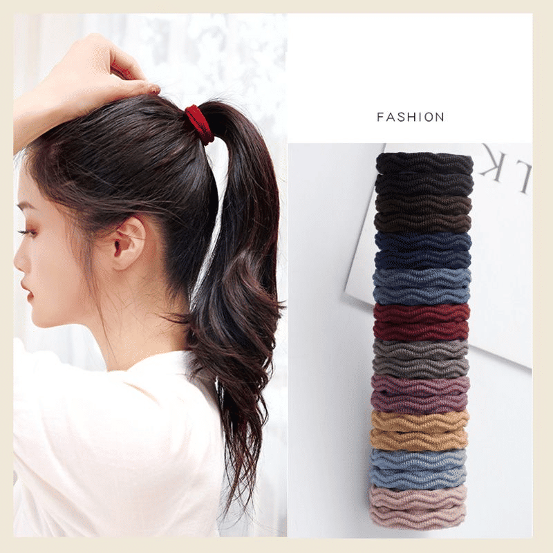 20-Pack Thick Elastic Seamless Hair Ties, Gentle No-Damage Ponytail Holders for Women