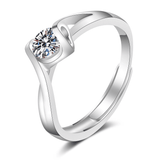Elegant Adjustable Silver Plated Diamond Ring for Women - Wedding Engagement Gift