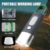 Green High Power LED Camping Flashlight with Side Lights Telescopic Zoom