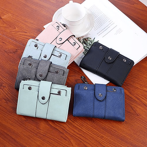 Stylish Frosted Flip-Top Women's Classic Compact PU Leather Wallet Purse