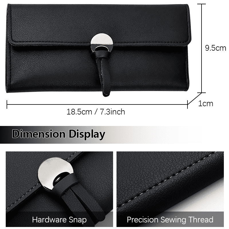 Elegant Women's Long Tri-Fold Wallet: Premium Synthetic Leather Card Holder Purse