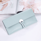Elegant Women's Long Tri-Fold Wallet: Premium Synthetic Leather Card Holder Purse