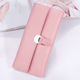 Elegant Women's Long Tri-Fold Wallet: Premium Synthetic Leather Card Holder Purse