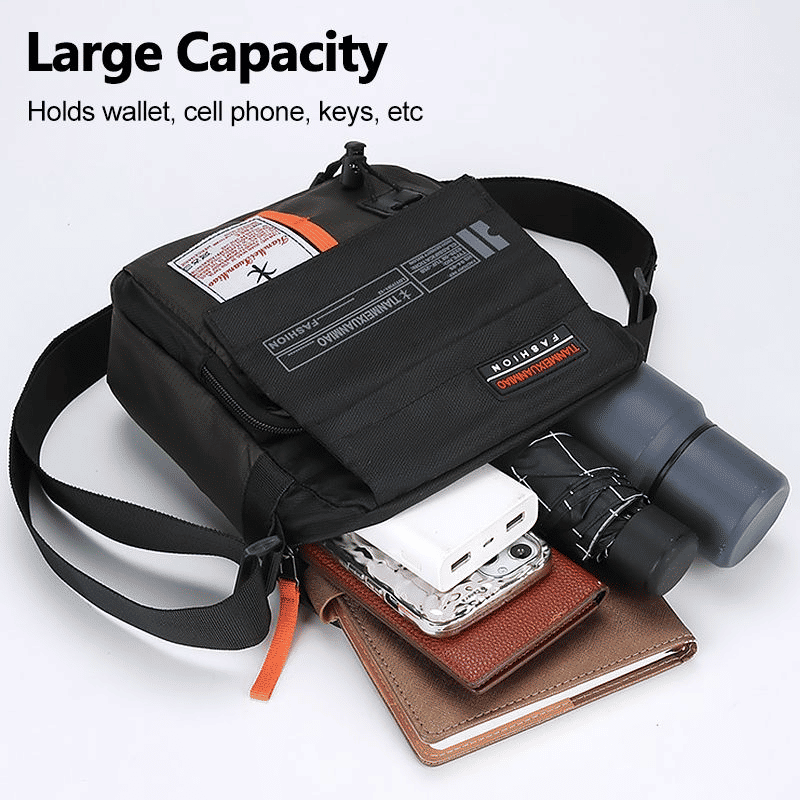 Men's Durable Nylon Chest Sling Bag - Lightweight, Multi-Pocket Crossbody Design