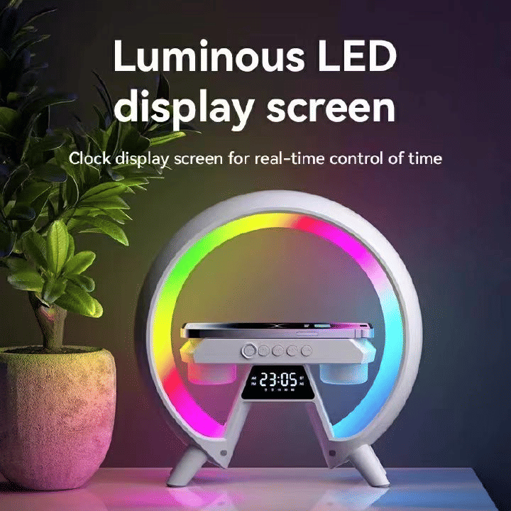 GX63 Multi-functional Bluetooth Speaker: Wireless Charging, Clock, Night Light, Dual Audio