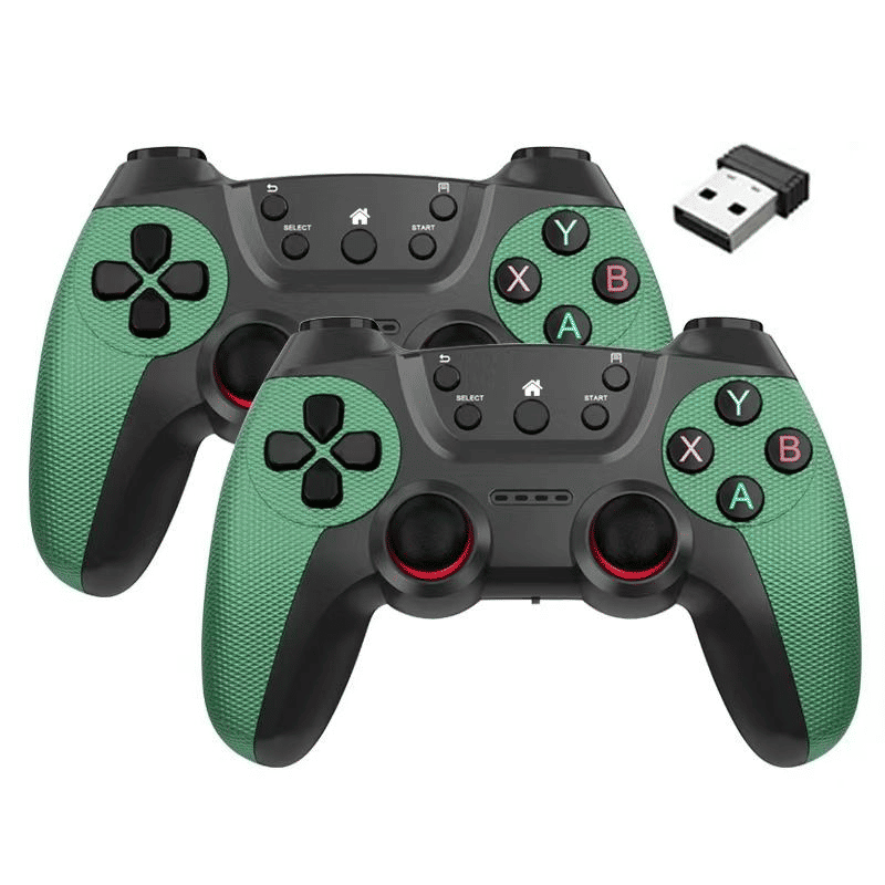 Emuelec Android TV Game Stick with Dual 2.4G Wireless Controllers