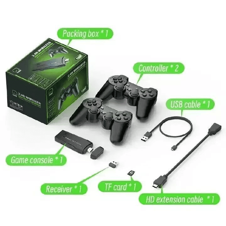 Retro M8 64GB Wireless HDMI Game Console with Dual Player Arcade Controllers