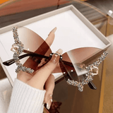 Chic Women's Butterfly Diamond Rimless Sunglasses - UV400 Personality Eyewear