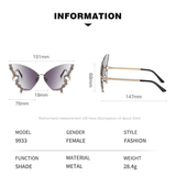 Chic Women's Butterfly Diamond Rimless Sunglasses - UV400 Personality Eyewear
