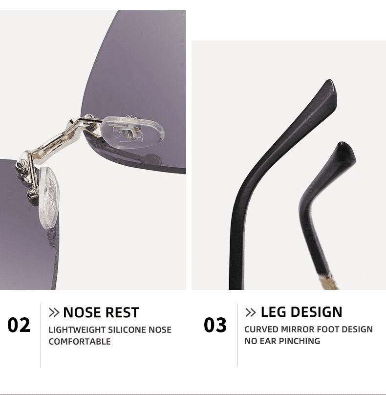 Chic Women's Butterfly Diamond Rimless Sunglasses - UV400 Personality Eyewear