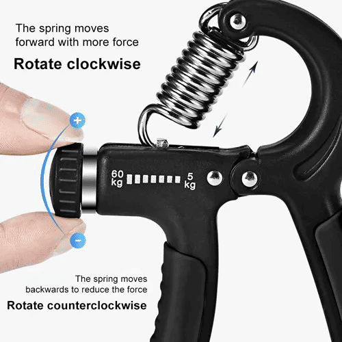 Adjustable Grip Strengthener 5-60kg Hand Exerciser for Finger Rehabilitation Unisex Black