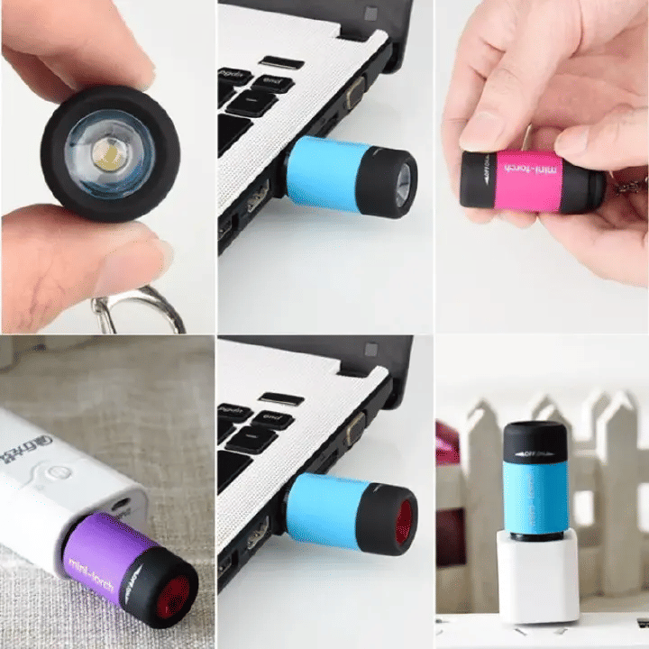 Super Bright LED Mini Flashlight Portable Torch Waterproof USB Rechargeable Black