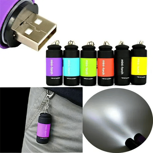 Super Bright LED Mini Flashlight Portable Torch Waterproof USB Rechargeable Black