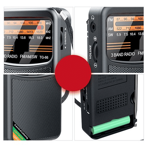 Portable AM/FM/SW Radio, 3W Speaker, Best Reception, Earphone Jack
