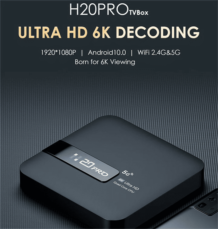 H20PRO Smart Android 10.0 TV Box, Dual WiFi, 4K HD Streaming