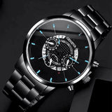 2-Piece Men's Black Quartz Analog Watch and Bracelet Set