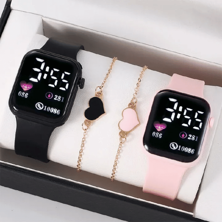 Couple Watches Love Oriented LED Digital Luminous Electronic Watch Fashionable Casual Square Outdoor Sports For Men And Women