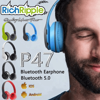 RichRipple P47 Wireless Stereo Bluetooth Headphones Foldable Sports Headset