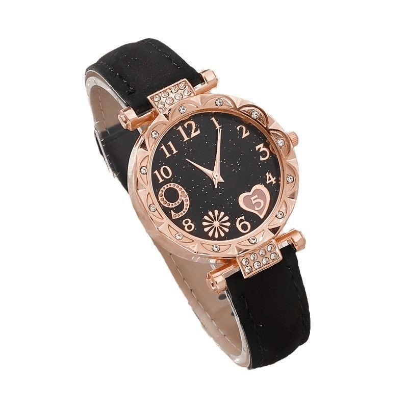 Generic Elegant Quartz Watch Set with 5 Bracelets 6-Piece