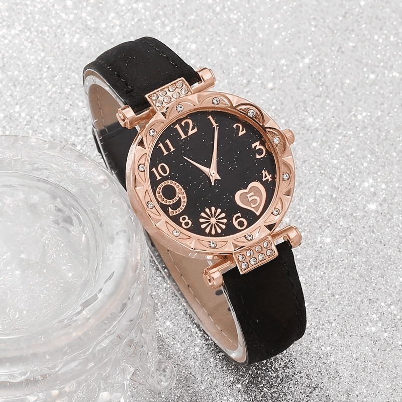 Generic Elegant Quartz Watch Set with 5 Bracelets 6-Piece