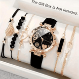 Generic Elegant Quartz Watch Set with 5 Bracelets 6-Piece