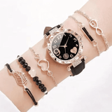 Generic Elegant Quartz Watch Set with 5 Bracelets 6-Piece