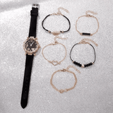 Generic Elegant Quartz Watch Set with 5 Bracelets 6-Piece