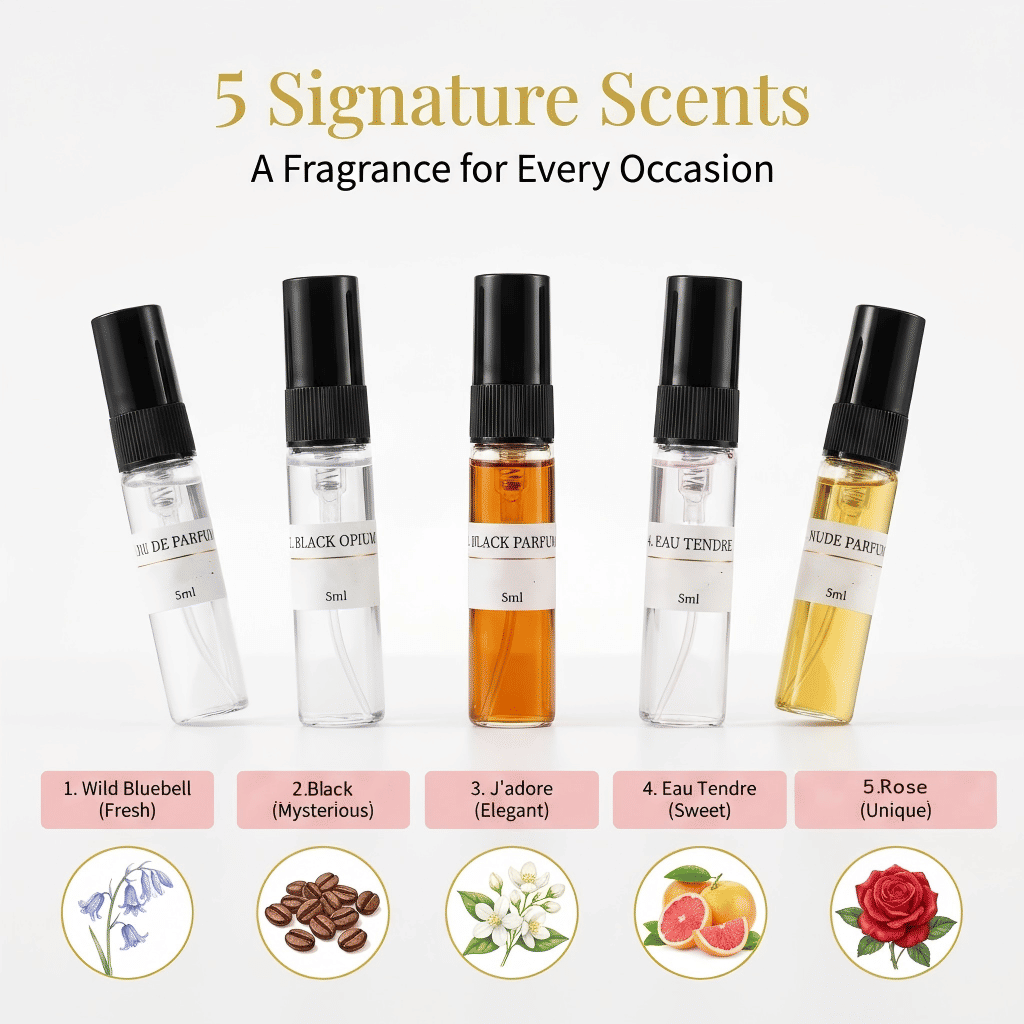 5Pcs Floral Original Sample Perfume Gift Box 25ml Set