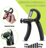 Adjustable Hand Grip Strengthener 5-60kg Stainless Steel Spring Forearm Exerciser