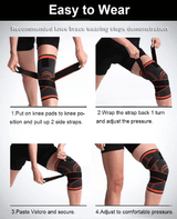 Copper Knee Brace Compression Sleeve with Straps for Men Women Sports Workout Weightlifting