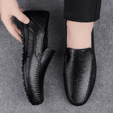 SXCHEN Men's Breathable Slip-On Leather Loafers: Soft Bottom Casual Driving Shoes