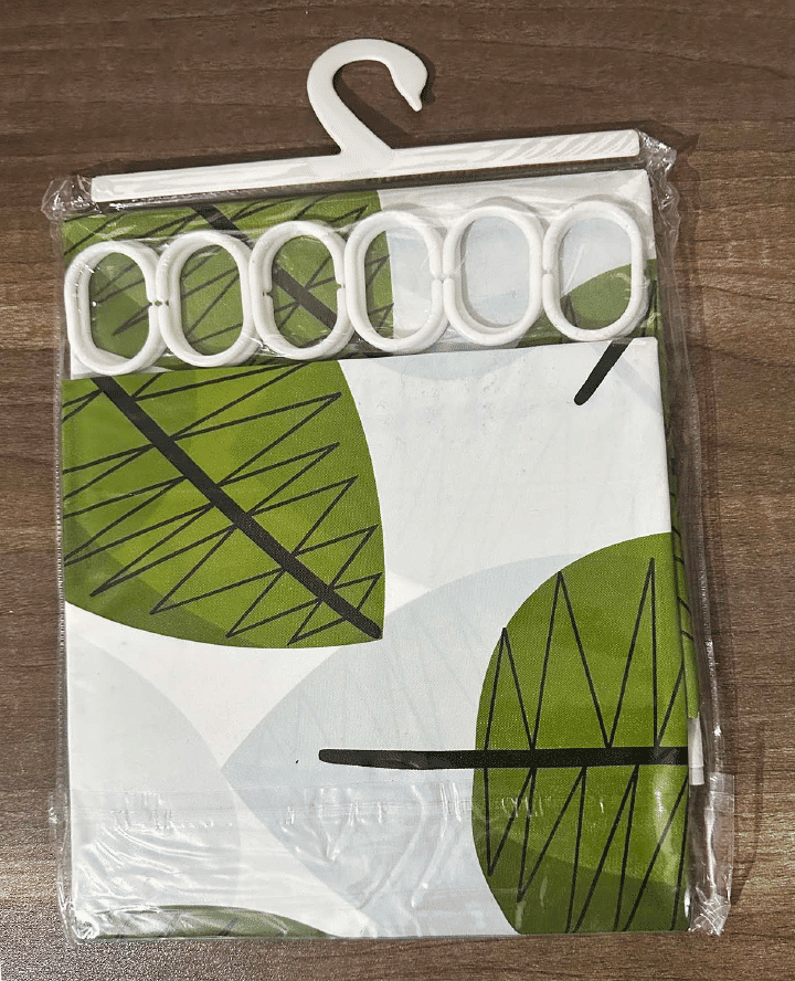 Waterproof Polyester Shower Curtain 180 x 180 cm with 12 Ring Hooks PE