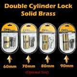 Solid Brass Double Cylinder Lock 60/70/80/90mm Anti-Theft Copper with 5 Keys Rust-Proof for Wooden Aluminum Doors