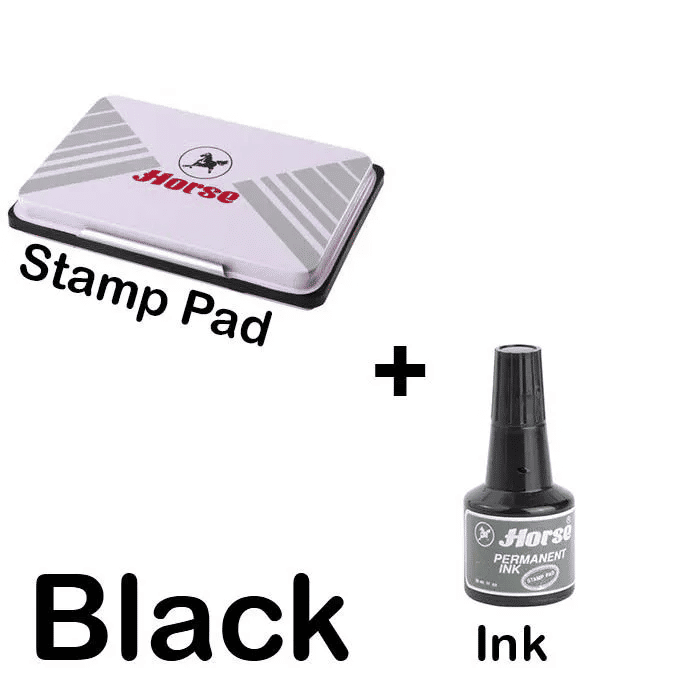 2-Pack Black Stamp Pad & Endorsing Ink Combo Set Permanent Refilling Non-Toxic For Re-Inking Without Oil