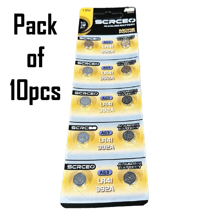 10pcs SCRCEO AG3 LR41 392A 1.55V Alkaline Button Coin Batteries SR41SW L736 384 CX41 for Watch Toys