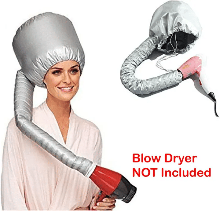 Portable Soft Bonnet Hair Blow Dryer Attachment Silver Fits All Hair Dryers Speeds Up Drying Time at Home Great for Natural Curly Textured Hair Care