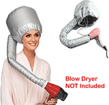 Portable Soft Bonnet Hair Blow Dryer Attachment Silver Fits All Hair Dryers Speeds Up Drying Time at Home Great for Natural Curly Textured Hair Care