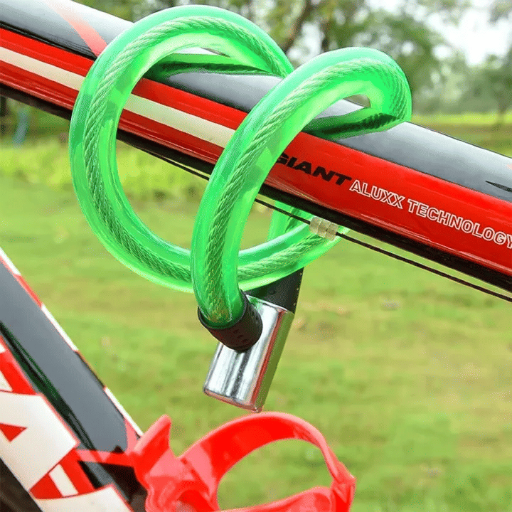 Keyed Coiled Cable Bike Lock With 2 Keys Flexible Steel for Bicycles Scooters Skateboards Strollers Lawnmowers